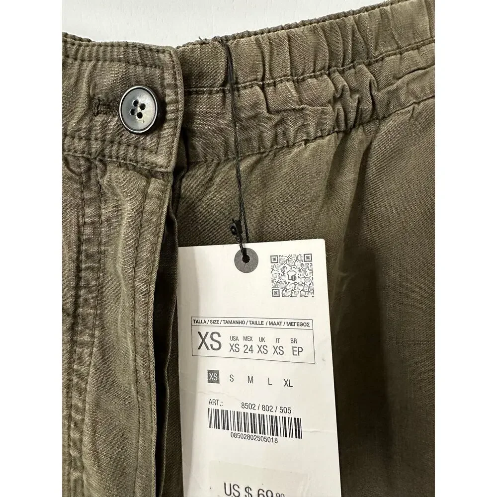 Zara Khaki Lyocell Trouser Pant size XS